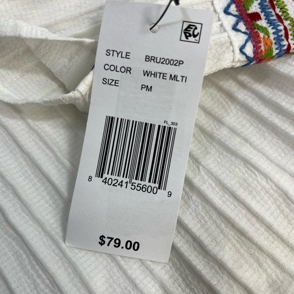 Caleesa Embroidered Crinkle Ruffle Sleeve Tunic/Shirt  Women's size PM - Picture 4 of 7